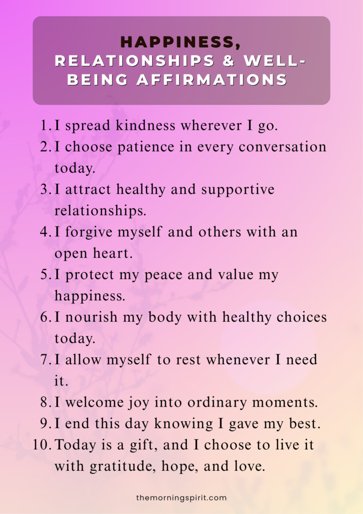 10 morning positive affirmations image for daily life